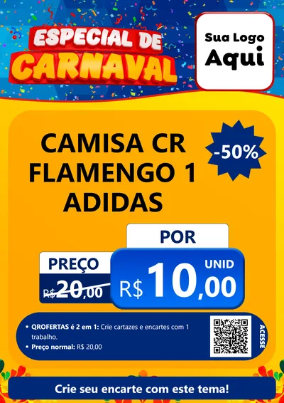 Modelo de Cartaz para Cartaz A4 Vertical com o tema Especial de Carnaval para Roupas e acessórios