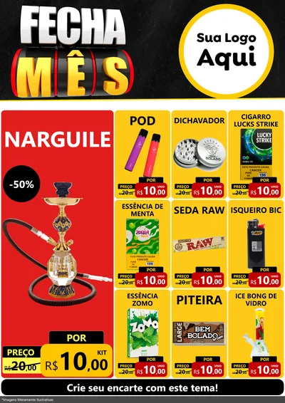 Modelo de Encarte para Encarte A4 Vertical com o tema Fecha Mês para Tabacaria