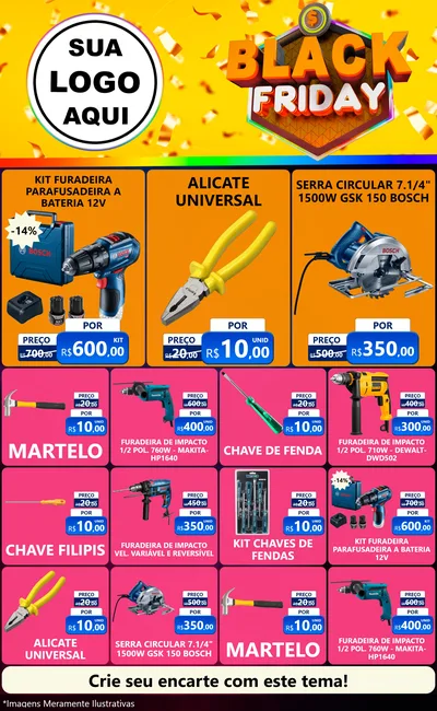 Modelo de Encarte para Encarte Grande com o tema Black Friday para Maquinas e Ferramentas
