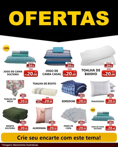 Modelo de Rede Social para Feed Instagram com o tema Ofertas Preto e Vermelho Cartaz para Cama, Mesa e Banho