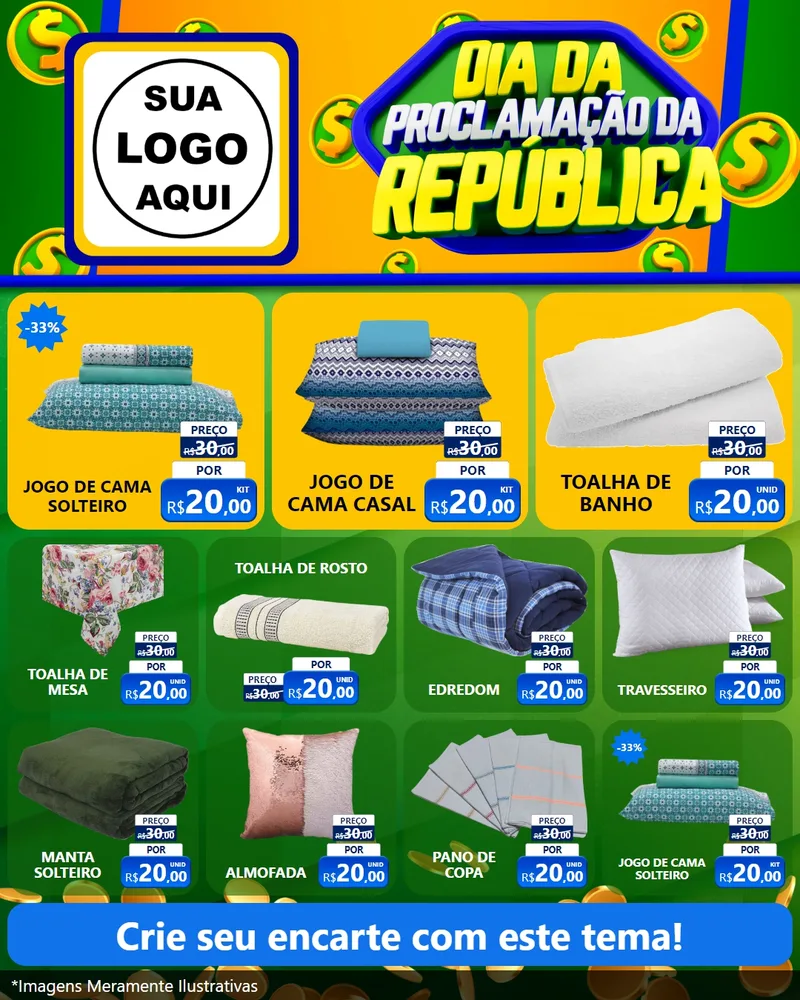 Modelo de Rede Social para Feed Instagram com o tema Dia Da Proclamação da República para Cama, Mesa e Banho