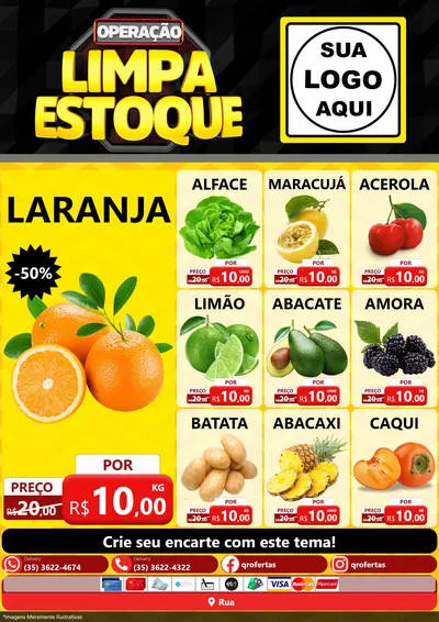 Modelo de Encarte para Encarte A4 Vertical com o tema Operação Limpa Estoque para Hortifrúti