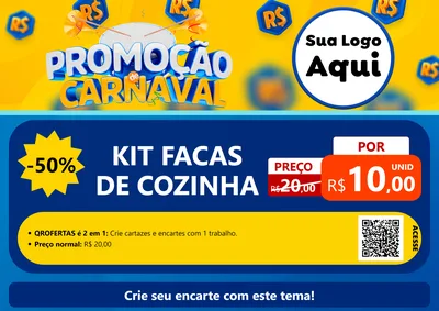 Modelo de Cartaz para Cartaz A4 Horizontal com o tema Promoção de Carnaval para Utilidades Domésticas