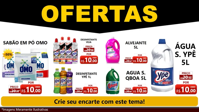 Modelo de TV para TV Horizontal com o tema Ofertas Preto e Vermelho Cartaz para Produtos de Limpeza