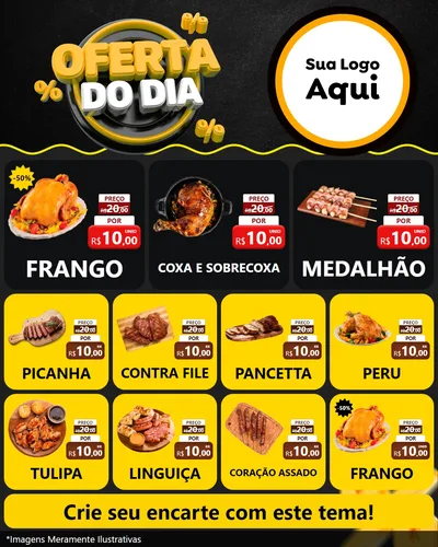 Modelo de Rede Social para Feed Instagram com o tema Oferta Do Dia para Assados