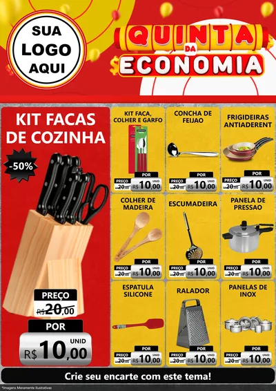 Modelo de Encarte para Encarte A4 Vertical com o tema Quinta da Economia para Utilidades Domésticas