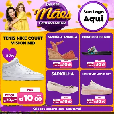Modelo de Rede Social para Feed Facebook com o tema Dia das Mães com Desconto para Calçados
