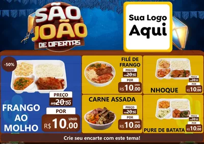 Modelo de Encarte para Encarte A4 Horizontal com o tema São João Ofertas Imbatíveis! - Junina para Restaurante