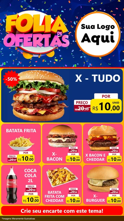 Modelo de Rede Social para Stories com o tema Folia de Ofertas para Hamburgueria