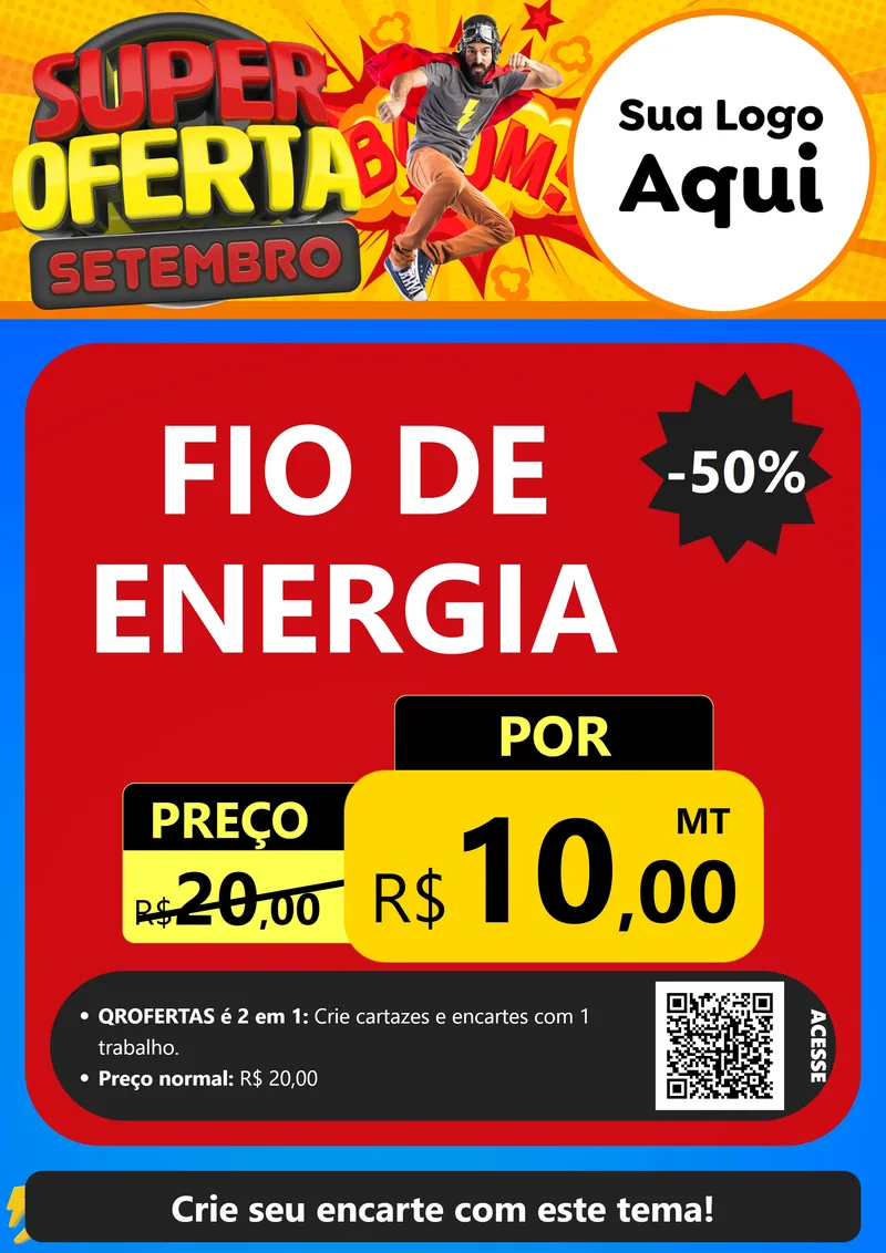 Modelo de Cartaz para Cartaz A4 Vertical com o tema Super Oferta Setembro para Materiais Elétricos