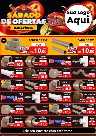 Modelo de Encarte para Encarte A4 Vertical com o tema Sábado de Ofertas Imbatíveis para Tubos e conexões
