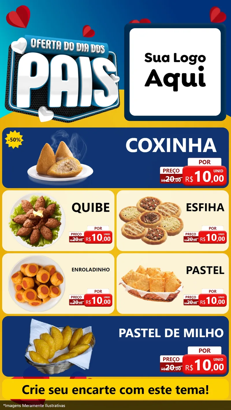 Modelo de TV para TV Vertical com o tema Oferta Do Dia Dos Pais para Salgadaria