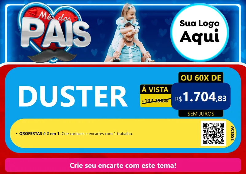 Modelo de Cartaz para Cartaz A4 Horizontal com o tema Mês Dos Pais para Concessionaria de Carros