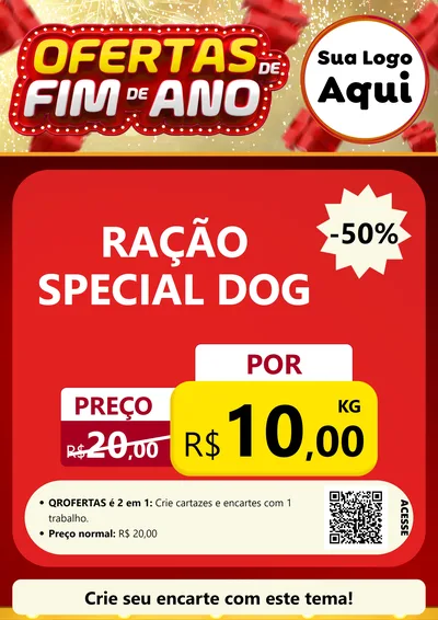 Modelo de Cartaz para Cartaz A4 Vertical com o tema Ofertas de Fim de Ano para Pet Shop