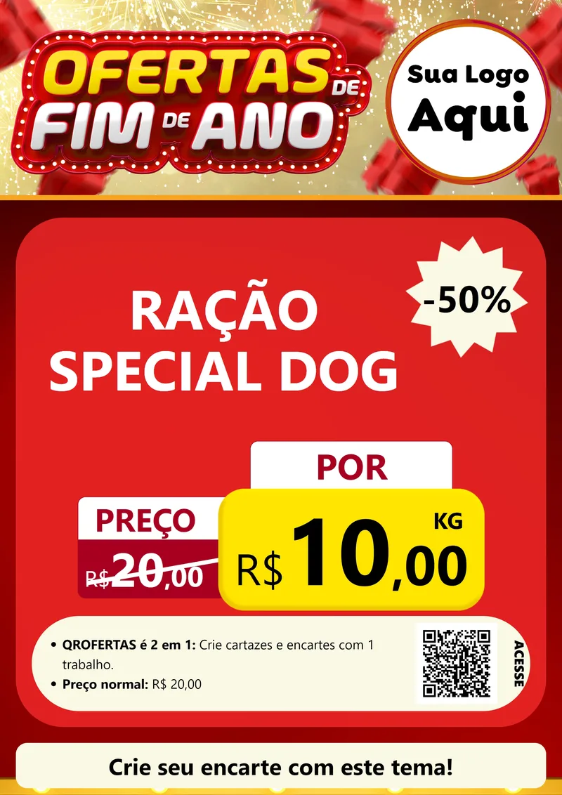 Modelo de Cartaz para Cartaz A4 Vertical com o tema Ofertas de Fim de Ano para Pet Shop
