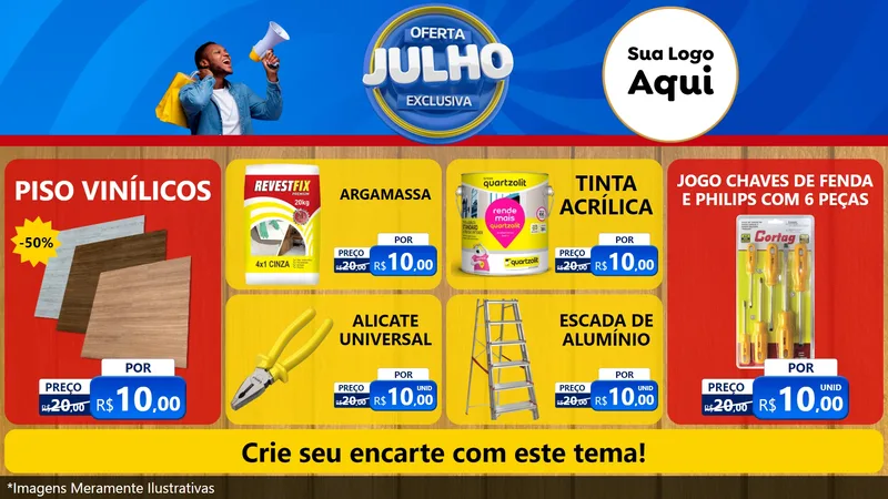 Modelo de TV para TV Horizontal com o tema Oferta Exclusiva, Julho para Material para Construção