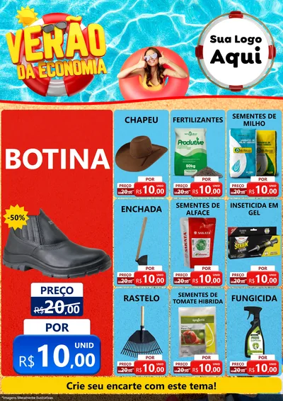 Modelo de Encarte para Encarte A4 Vertical com o tema Verão da Economia para Agropecuária