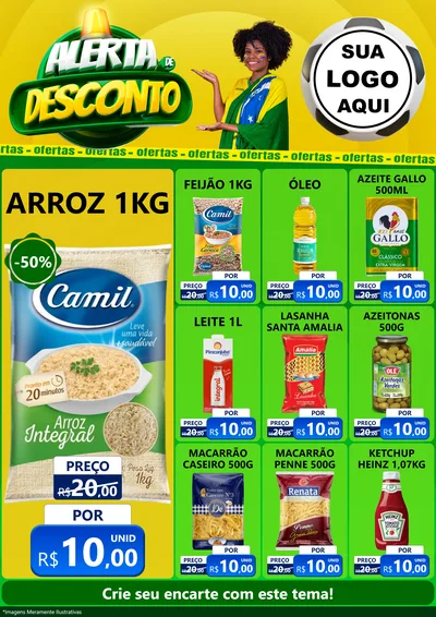 Modelo de Encarte para Encarte A4 Vertical com o tema Alerta de Desconto para Supermercado