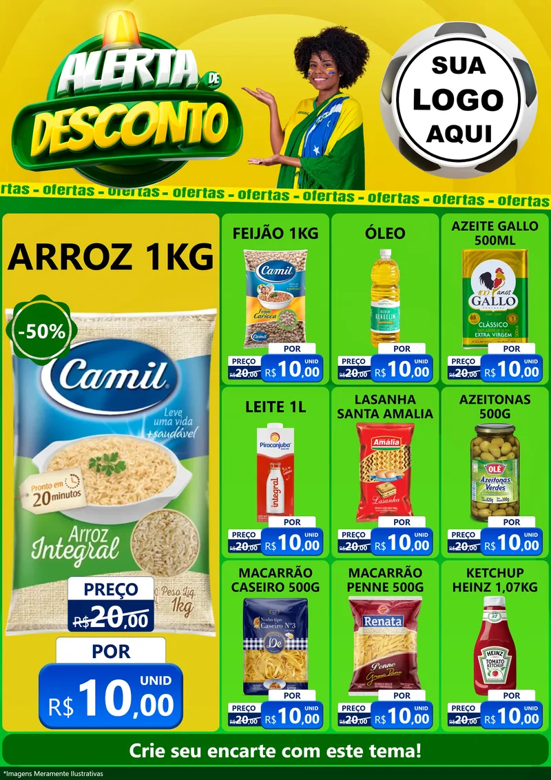 Modelo de Encarte para Encarte A4 Vertical com o tema Alerta de Desconto para Supermercado