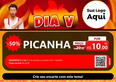 Modelo de Cartaz para Cartaz A4 Horizontal com o tema Dia V para Açougue