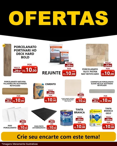 Modelo de Rede Social para Feed Instagram com o tema Ofertas Preto e Vermelho Cartaz para Pisos e revestimentos