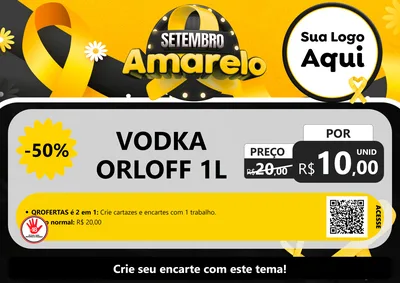 Modelo de Cartaz para Cartaz A4 Horizontal com o tema Setembro Amarelo para Distribuidora de bebidas