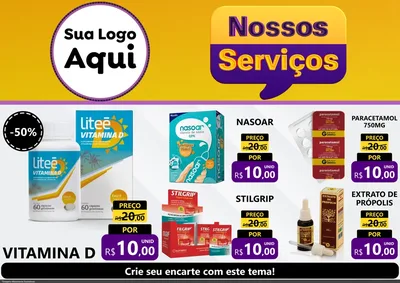Modelo de Encarte para Encarte A4 Horizontal com o tema Nossos Serviços para Farmácia