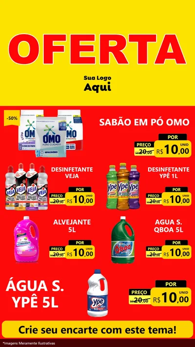 Modelo de TV para TV Vertical com o tema OFERTA - Vermelho Cartaz para Produtos de Limpeza