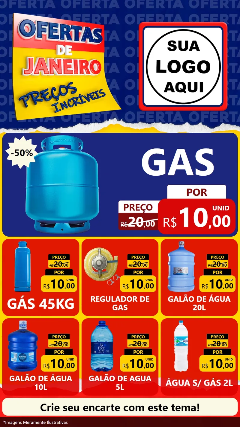 Modelo de Rede Social para Stories com o tema Ofertas de Janeiro - Preços Incríveis para Água e gás