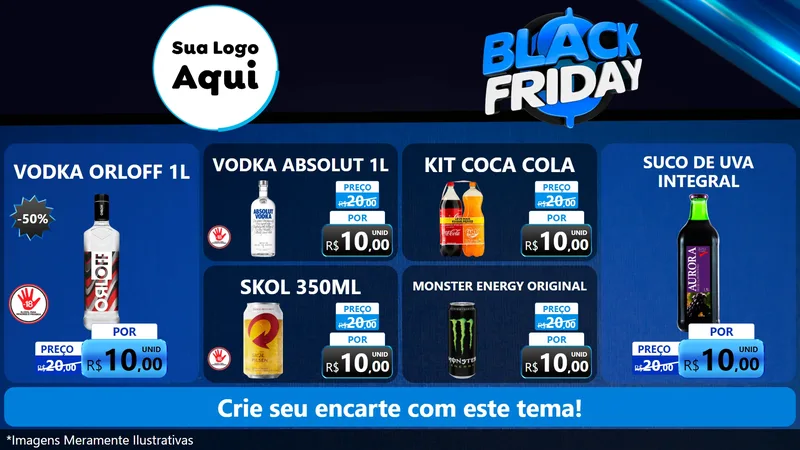 Modelo de TV para TV Horizontal com o tema Black Friday para Distribuidora de bebidas