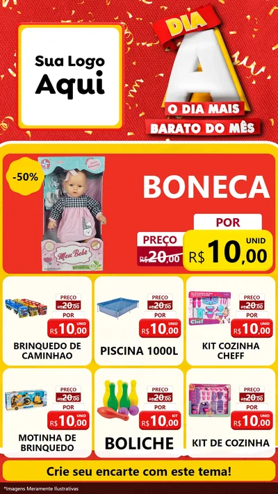 Modelo de Rede Social para Stories com o tema Dia A o Dia Mais Barato do Mês para Brinquedos