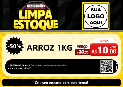 Modelo de Cartaz para Cartaz A4 Horizontal com o tema Operação Limpa Estoque para Supermercado
