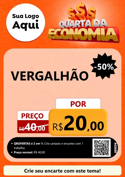 Modelo de Cartaz para Cartaz A4 Vertical com o tema Quarta da Economia para Ferragens