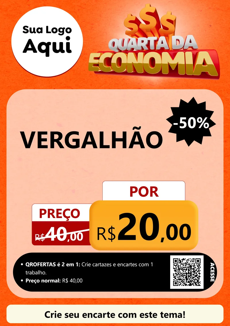 Modelo de Cartaz para Cartaz A4 Vertical com o tema Quarta da Economia para Ferragens