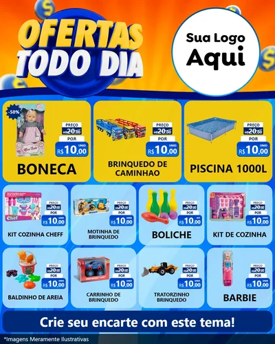 Modelo de Rede Social para Feed Instagram com o tema Ofertas Todo Dia para Brinquedos