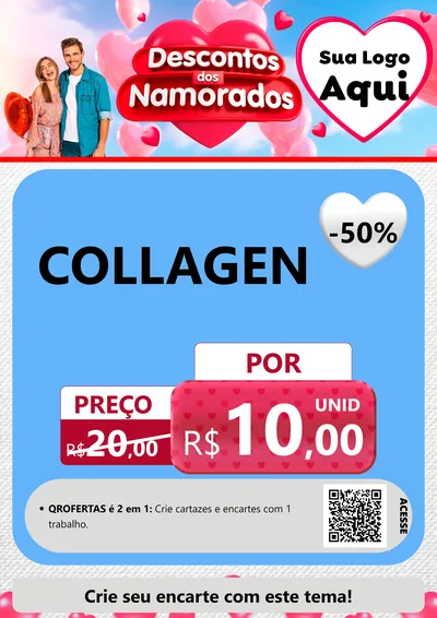 Modelo de Cartaz para Cartaz A4 Vertical com o tema Descontos dos Namorados para Suplementos alimentares