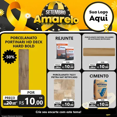 Modelo de Rede Social para Feed Facebook com o tema Setembro Amarelo para Pisos e revestimentos