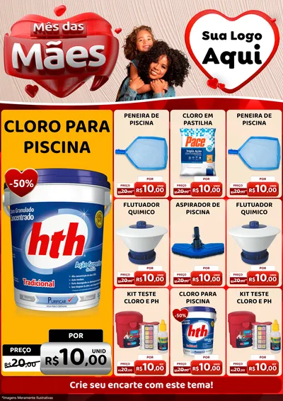 Modelo de Encarte para Encarte A4 Vertical com o tema Mês das Mães para Produtos para Piscina