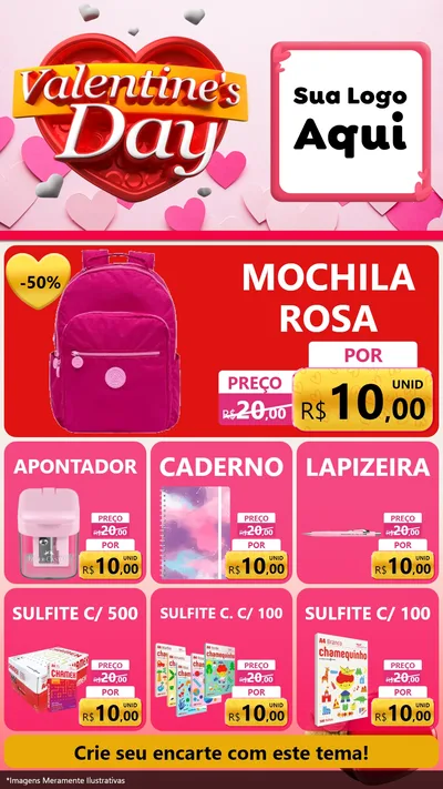 Modelo de Rede Social para Stories com o tema Valentine's Day para Papelaria