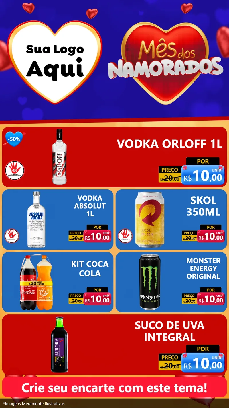 Modelo de TV para TV Vertical com o tema Mês dos Namorados para Distribuidora de bebidas