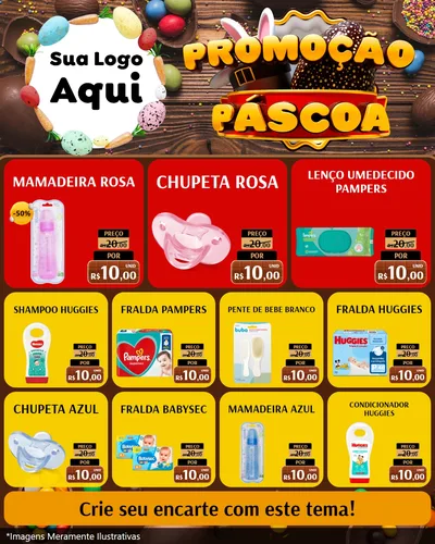 Modelo de Rede Social para Feed Instagram com o tema Promoção Páscoa para Bebês
