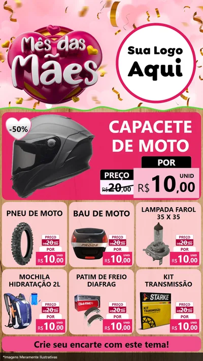 Modelo de Rede Social para Stories com o tema Mês das Mães para Moto peças