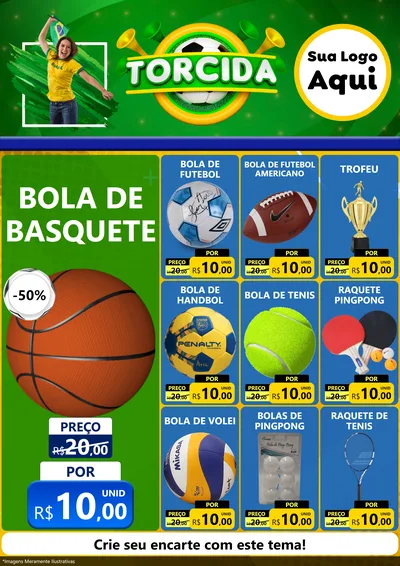 Modelo de Encarte para Encarte A4 Vertical com o tema Torcida para Artigos Esportivos