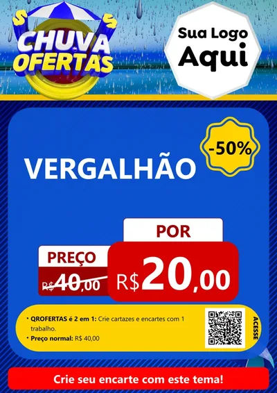 Modelo de Cartaz para Cartaz A4 Vertical com o tema Chuva de Ofertas para Ferragens