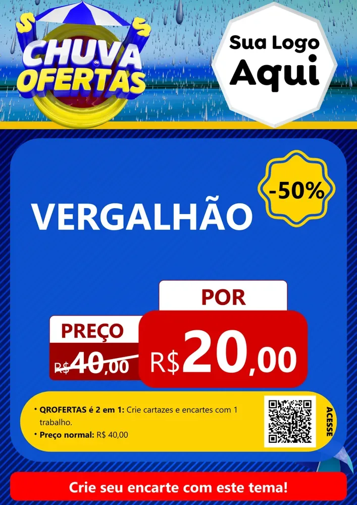 Modelo de Cartaz para Cartaz A4 Vertical com o tema Chuva de Ofertas para Ferragens