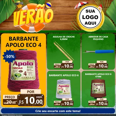 Modelo de Rede Social para Feed Facebook com o tema Verão para Armarinho e Aviamentos