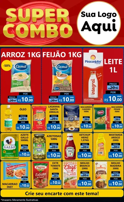 Modelo de Encarte para Encarte Grande com o tema Super Combo para Supermercado
