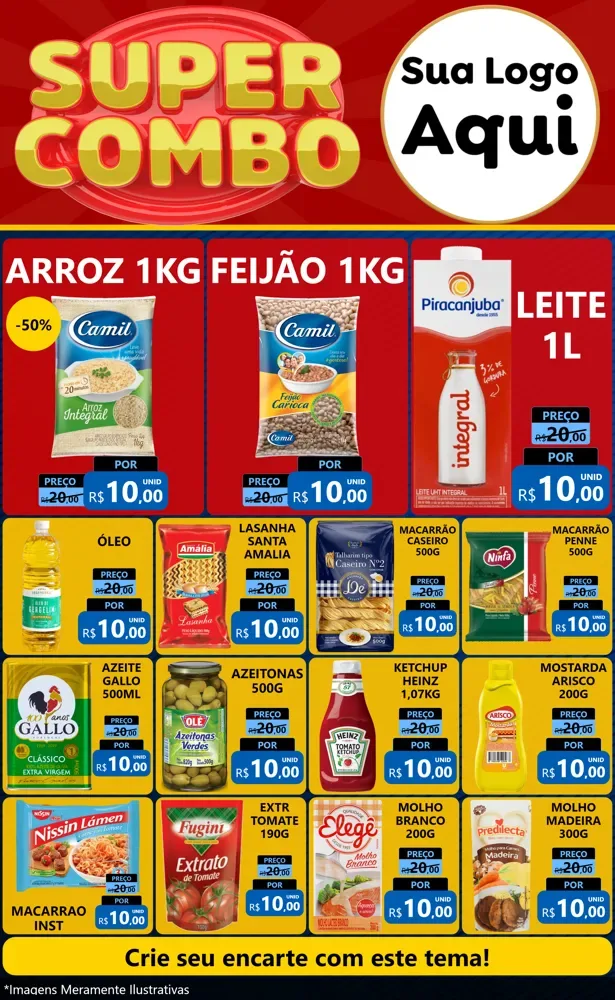 Modelo de Encarte para Encarte Grande com o tema Super Combo para Supermercado