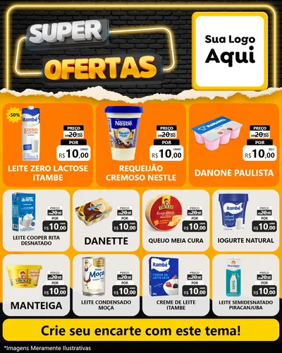 Modelo de Rede Social para Feed Instagram com o tema Super Ofertas para Frios e Laticínios