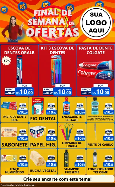 Modelo de Encarte para Encarte Grande com o tema Final de Semana de Ofertas para Higiene Pessoal